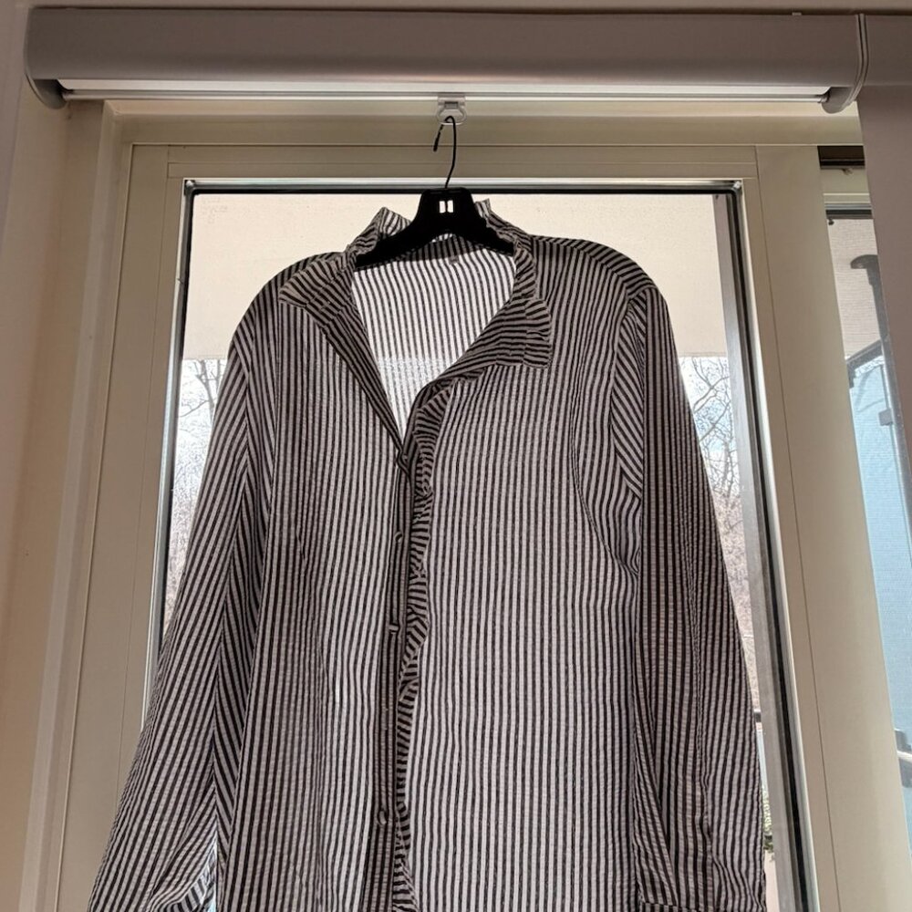 Shein Black & White Striped Button Down Shirt – Size 1XL